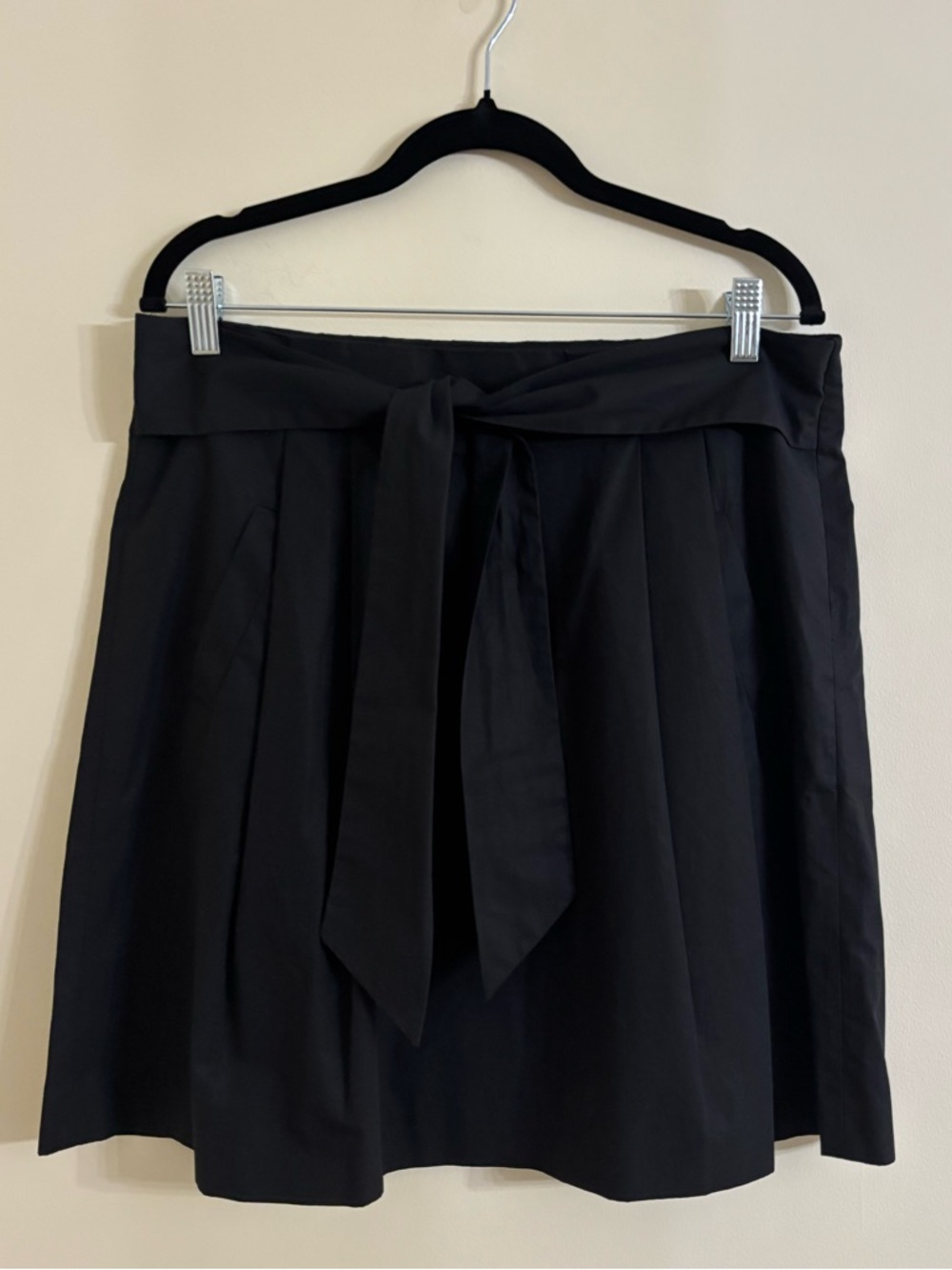 J Crew Black Cotton Skirt with Tie Size 10